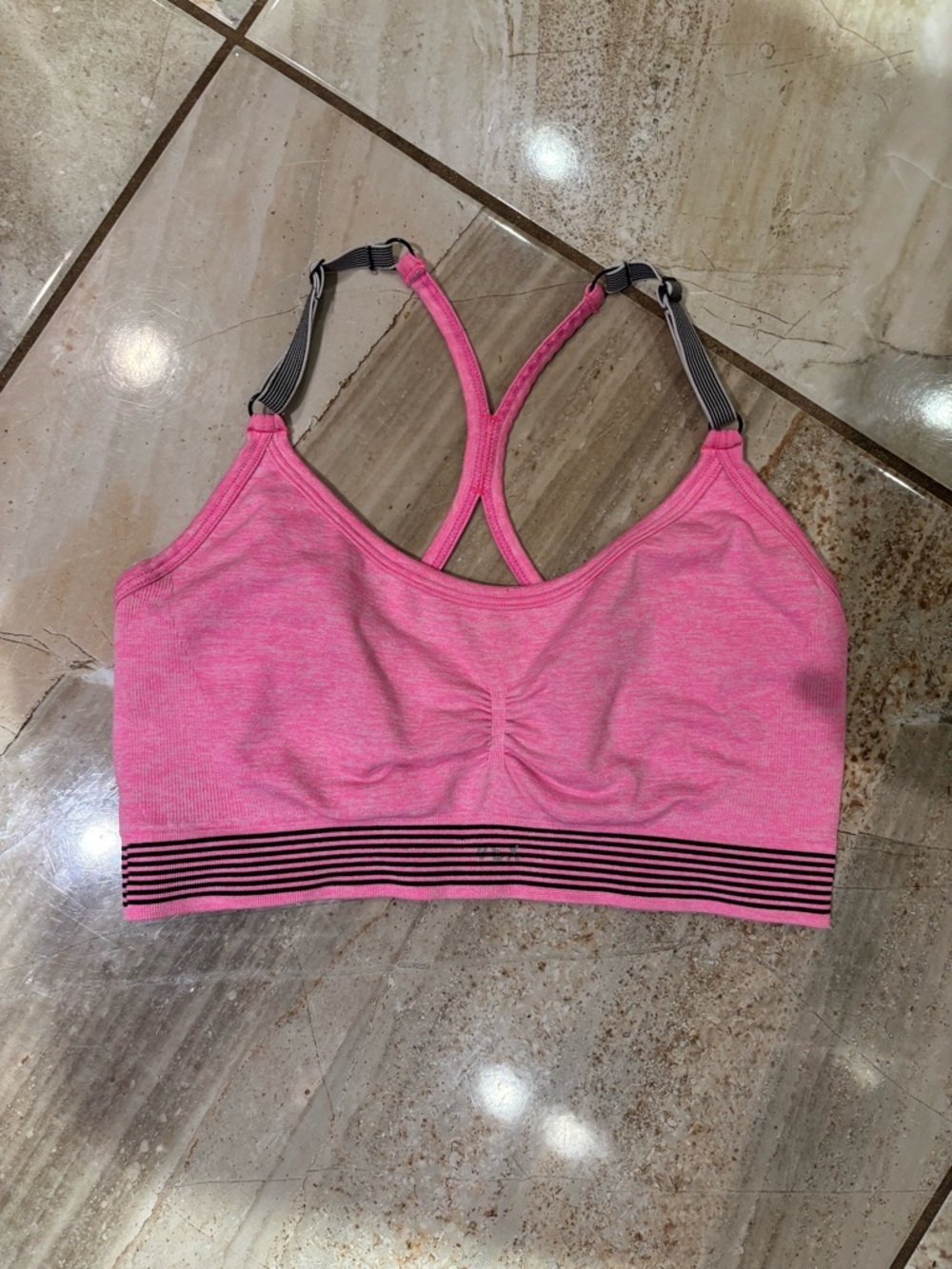 Victoria's Secret Sport Pink Racerback Seamless Sports Bra with Striped Band